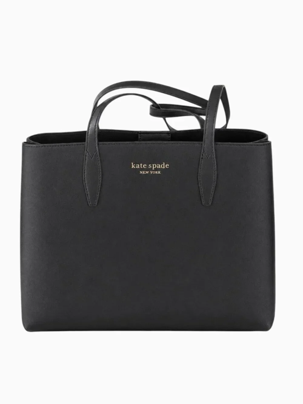 Kate Spade New York Black Tote Bag Gold Hardware, Snap Closure Inner Pockets